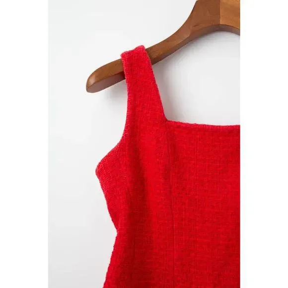 Maje Red Tweed Mini Dress - Picture 6 of 8